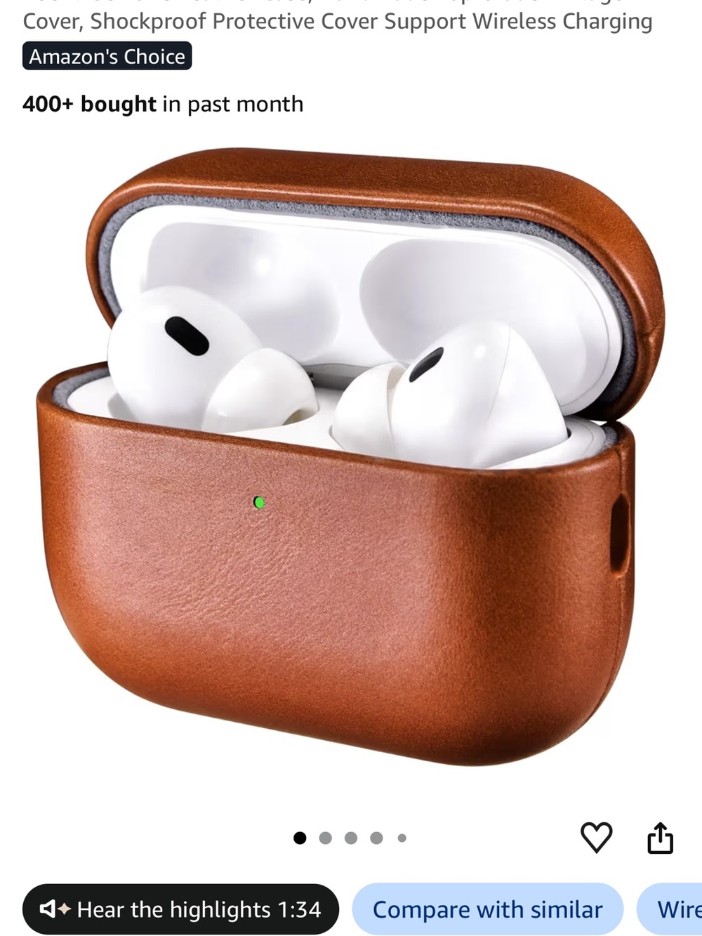 Amazon Brown Leather-Style AirPods Case Cover